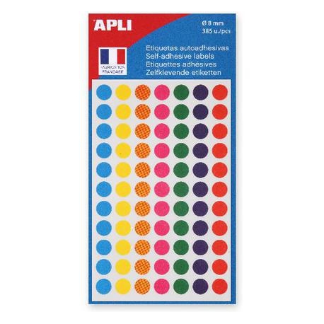 Pastilles autocollantes - 8mm - couleurs assorties