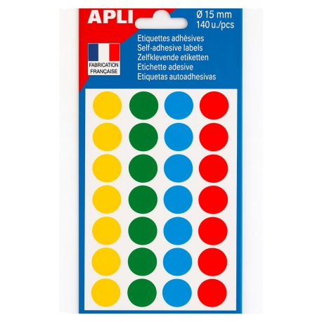 Pastilles adhésives - Ø 15mm - couleurs assorties