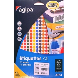 Pastilles adhésives - Ø 8 mm - couleurs assorties