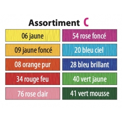 Papier crêpe fin 32 g 50x250 cm- Assortiment C