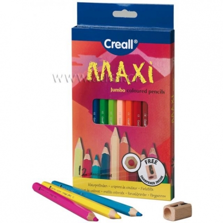 Crayons à grosse mine Creall-Maxi - 12 couleurs