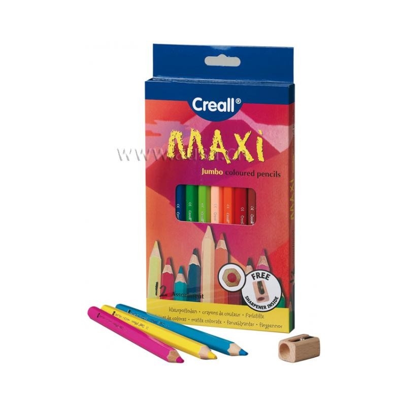 Crayons à grosse mine - 12 couleurs - Creall-Maxi - AUSA