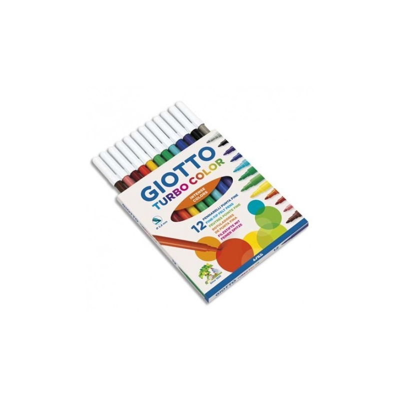 Feutres GIOTTO Turbo Color - Lot De 18 Couleurs - Encre à L'Eau, Lavable, Pointe Indéformable