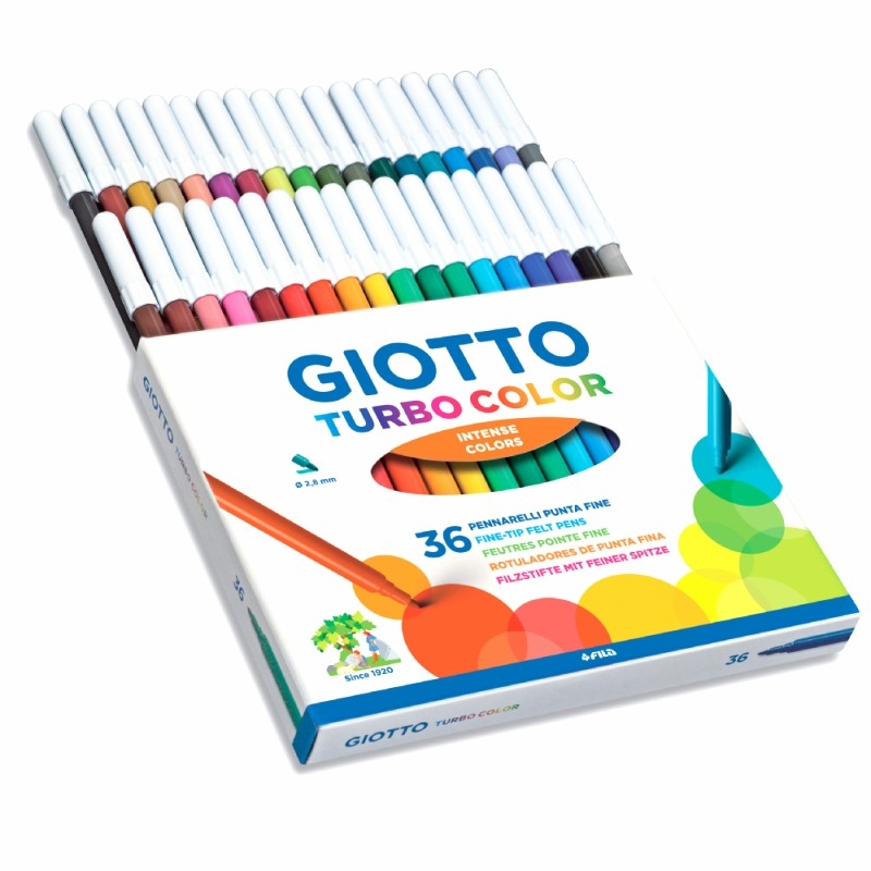- Marqueurs à peinture Giotto Turbo Color Multicolore 12pièce s Multicolore, Multicolore, 12 couleurs, Extra-large, 2,8 mm, Enfant 