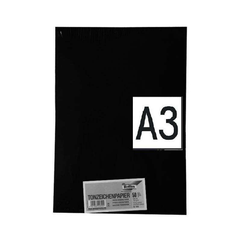 DIN A3, 130g/m² - (50 feuilles) Emballage papier à dessin noir