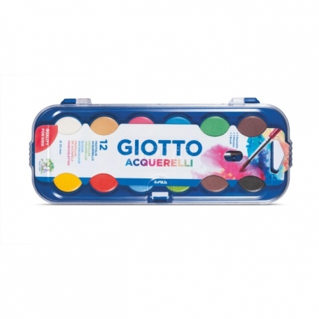 Boîte de gouache Giotto 12 pastilles avec pinceau